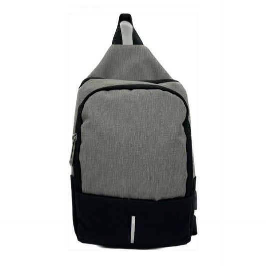 D321 Lightweight Single Strap Chest Bag with USB Charging Port - Grey